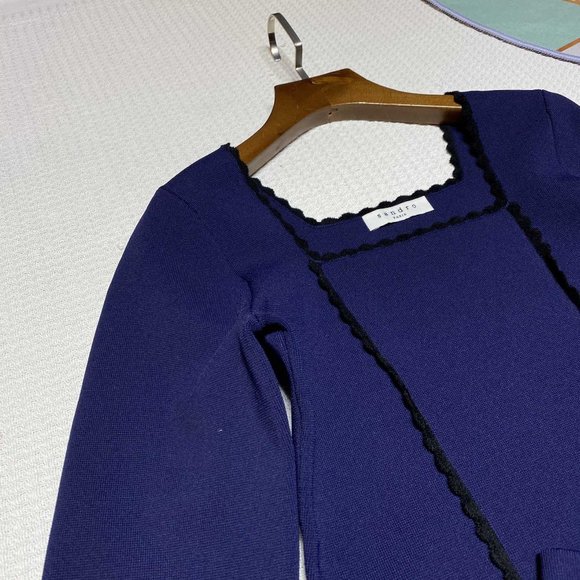 Sandro's new knitted small square collar color matching suit - Picture 9 of 9